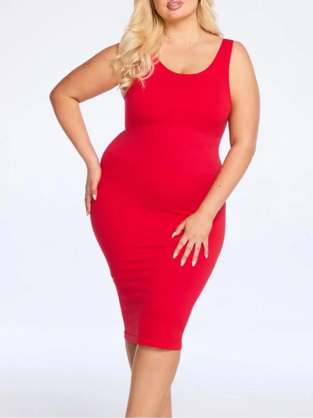 New Shes Waisted Jersey Halter Midi Dress Secret Sculpt